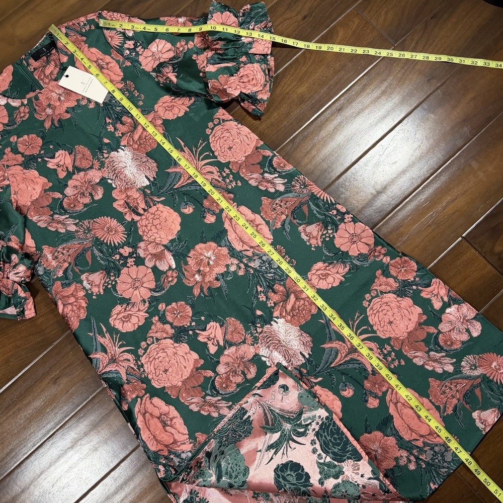 Abbey Glass Women's Size Medium Forest Floral Jacquard Bronwyn Midi Dress $325 - Picture 5 of 13